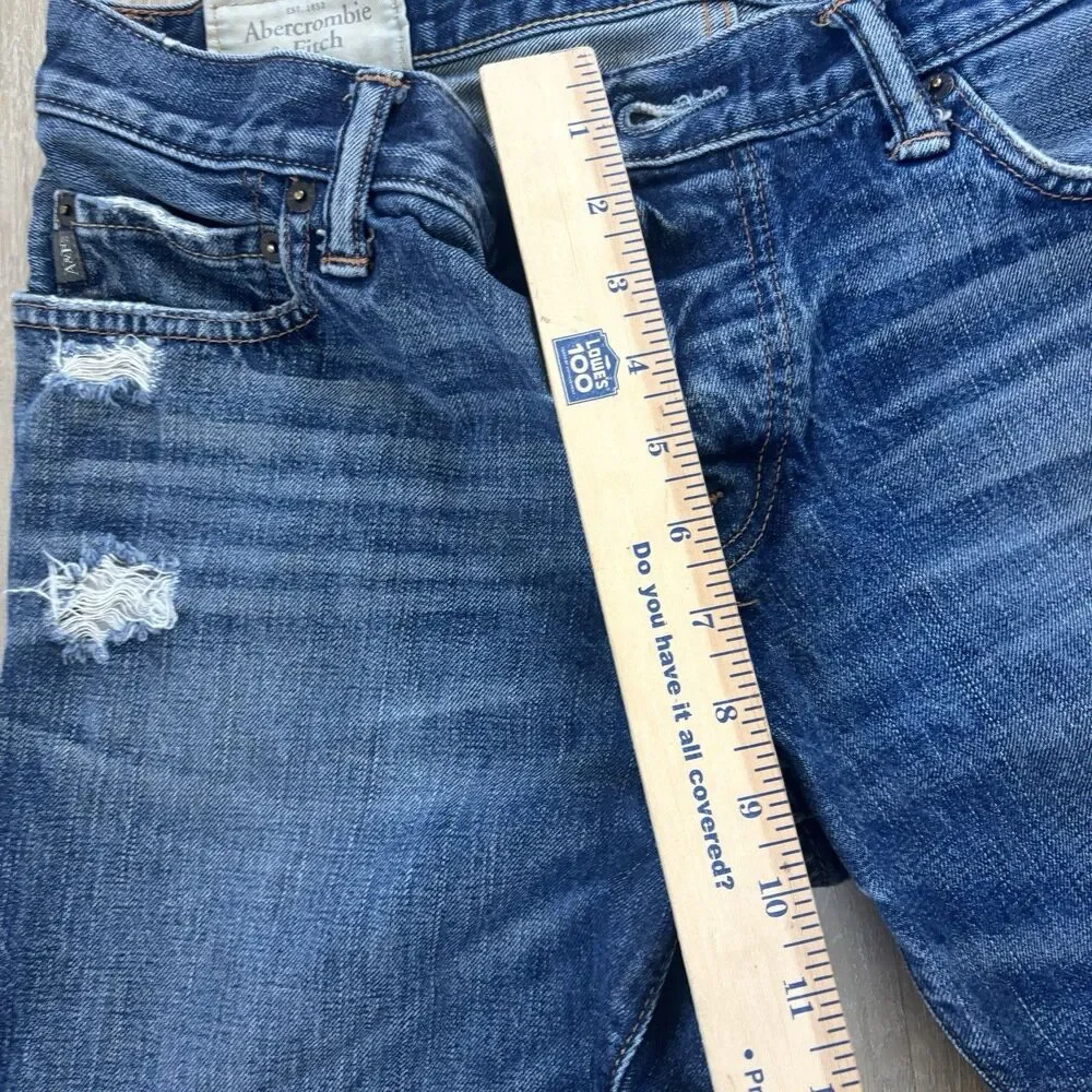 Abercrombie & Fitch Skinny Jeans Mens 32x32 Med. Wash Button Fly Distress
